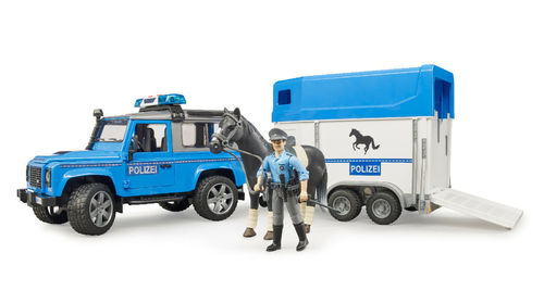 Bruder 02588 Polizei Land Rover mit Pferdeanhänger